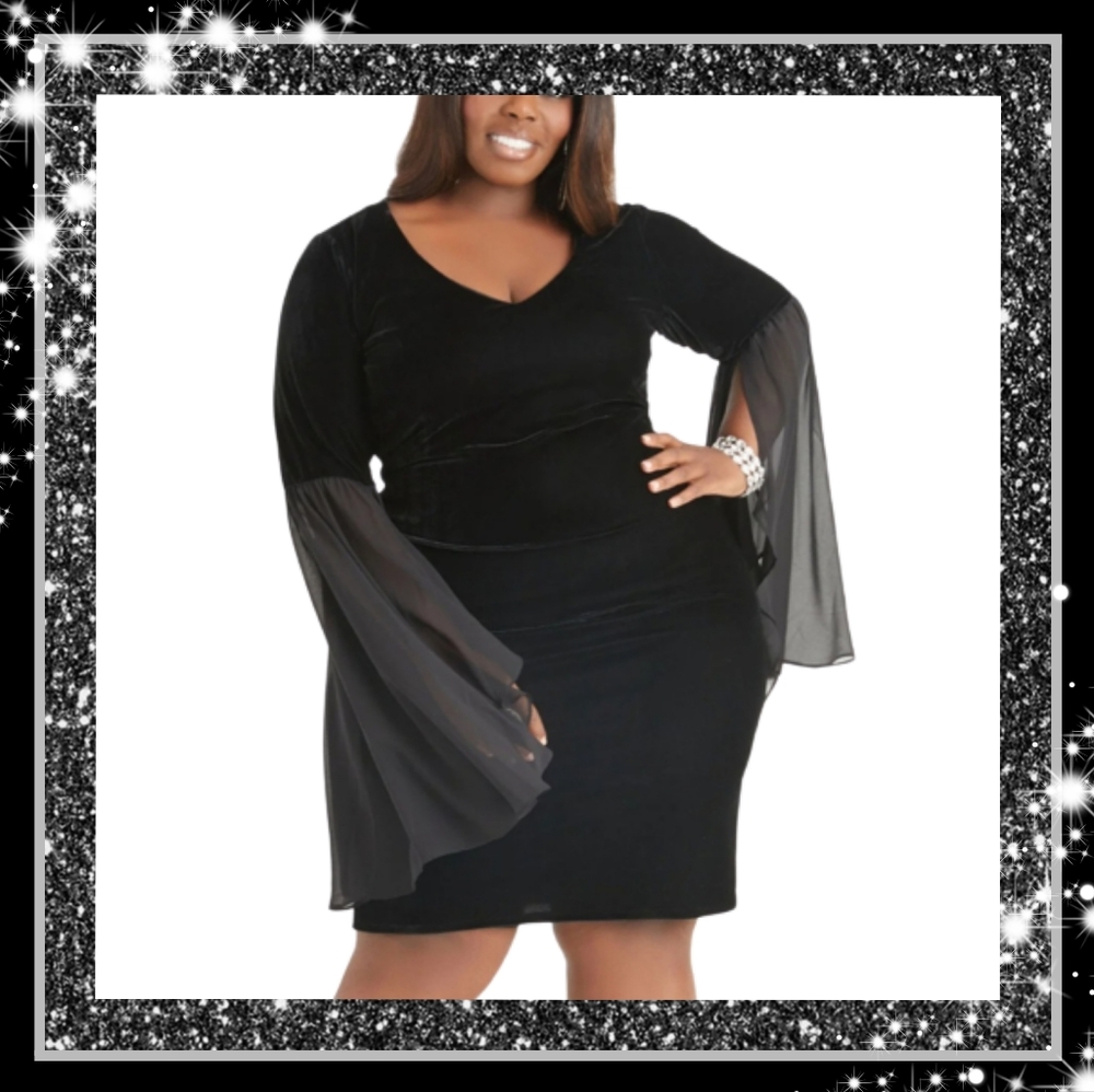 GORGEOUS ☆ DRAMA SLEEVE ☆ MIDNITE VELVET COCKTAIL DRESS ☆ NWT
